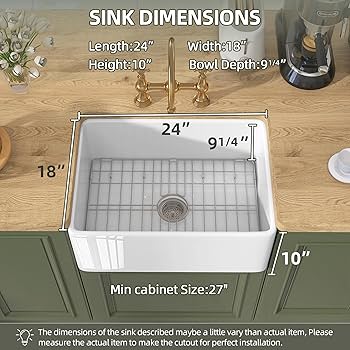 Johnny&#39;s - 【24_sano18】 TUKTUK White Farmhouse Sink 24 X18 inch Fireclay Farm House